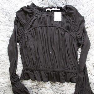 Kiminchi Blue Black Peplum Top NWT